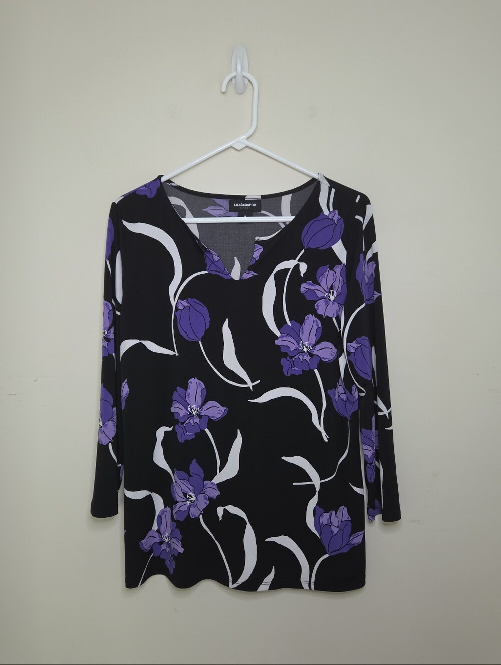 Women's Liz Claiborne Career 3/4 Sleeve Floral Print Top Sz Medium